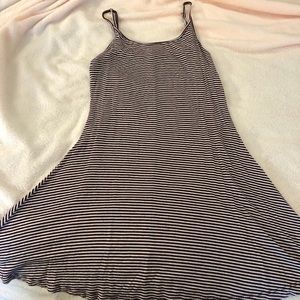 brandy red and white stripped dress